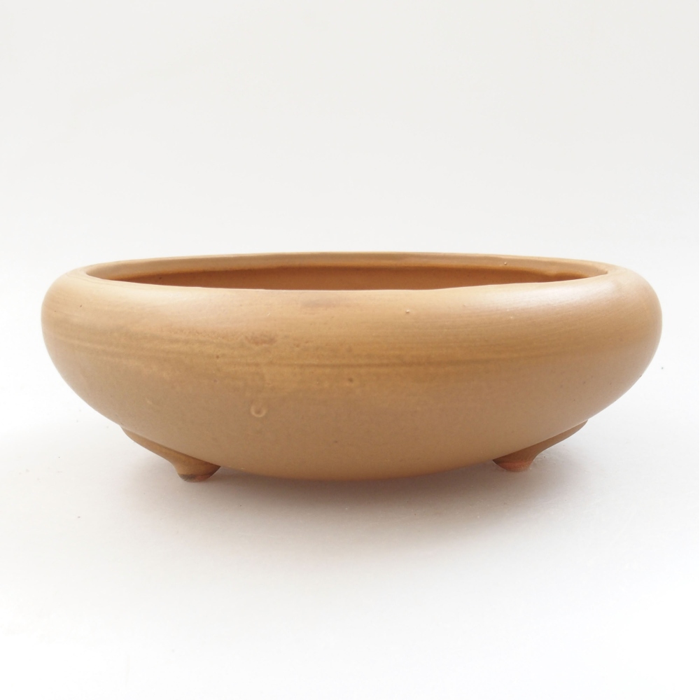 Bonsaischaal van keramiek 21 x 21 x 7,5 cm, kleur beige