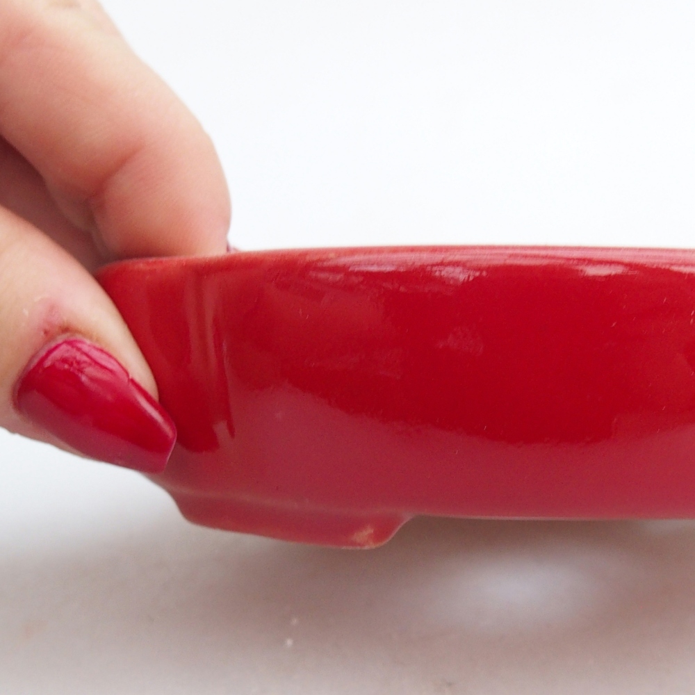 Bonsaischaal van keramiek 26 x 26 x 8 cm, kleur rood