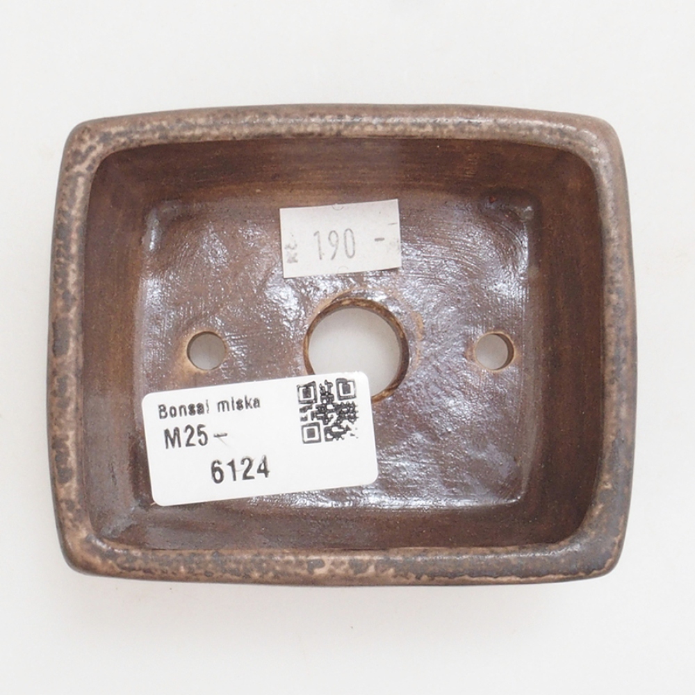 Bonsaischaal van keramiek 10 x 8,5 x 4 cm, bruin