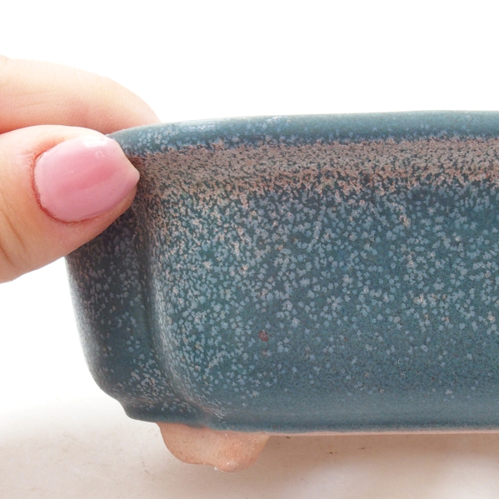 Bonsaischaal van keramiek 13,5 x 10 x 5 cm, kleur blauw