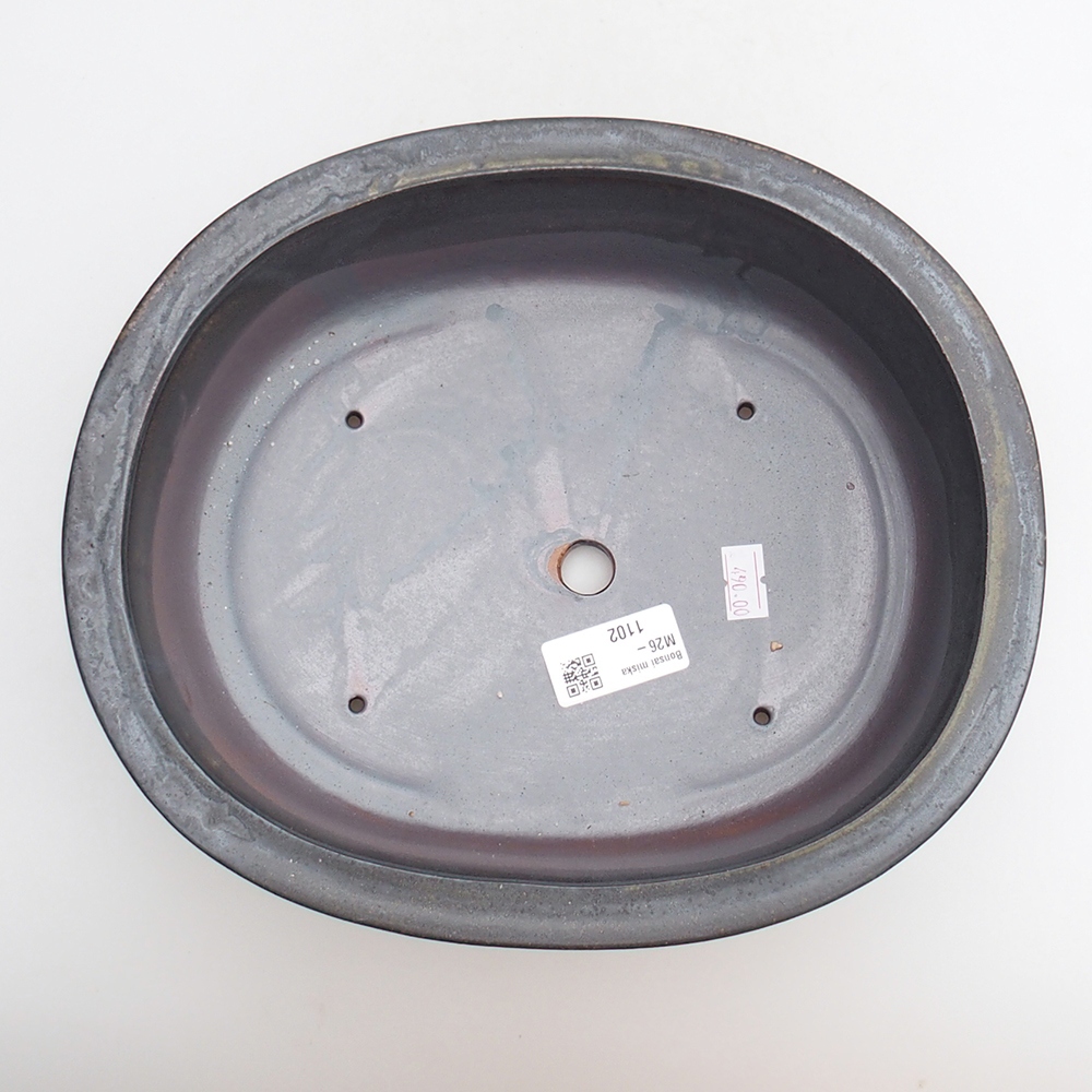 Bonsaischaal van keramiek 25 x 20,5 x 8 cm, metaalkleur