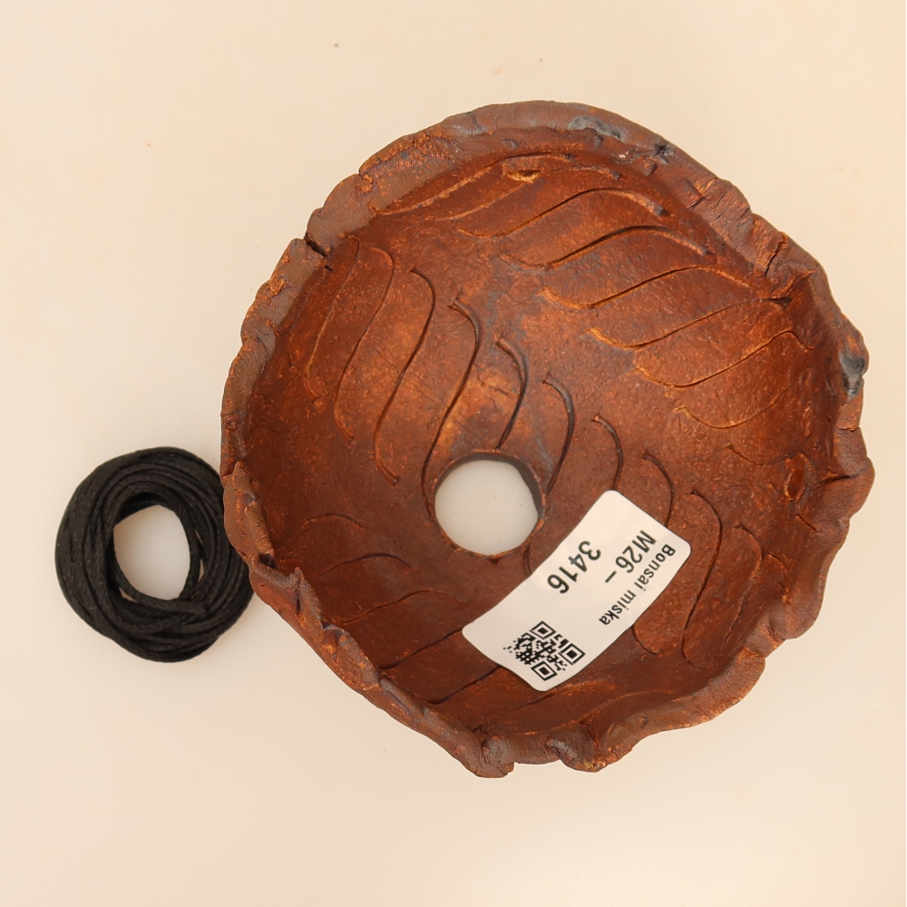Keramische schaal voor kokedama, 10 x 10 x 6,5 cm, kleur: bruin