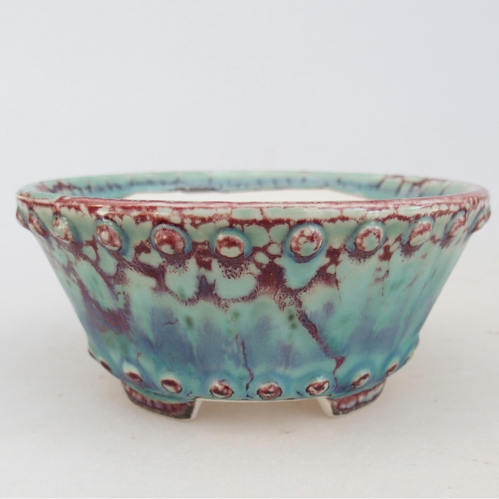 Bonsaischaal van keramiek 10,5 x 10,5 x 5 cm, groen