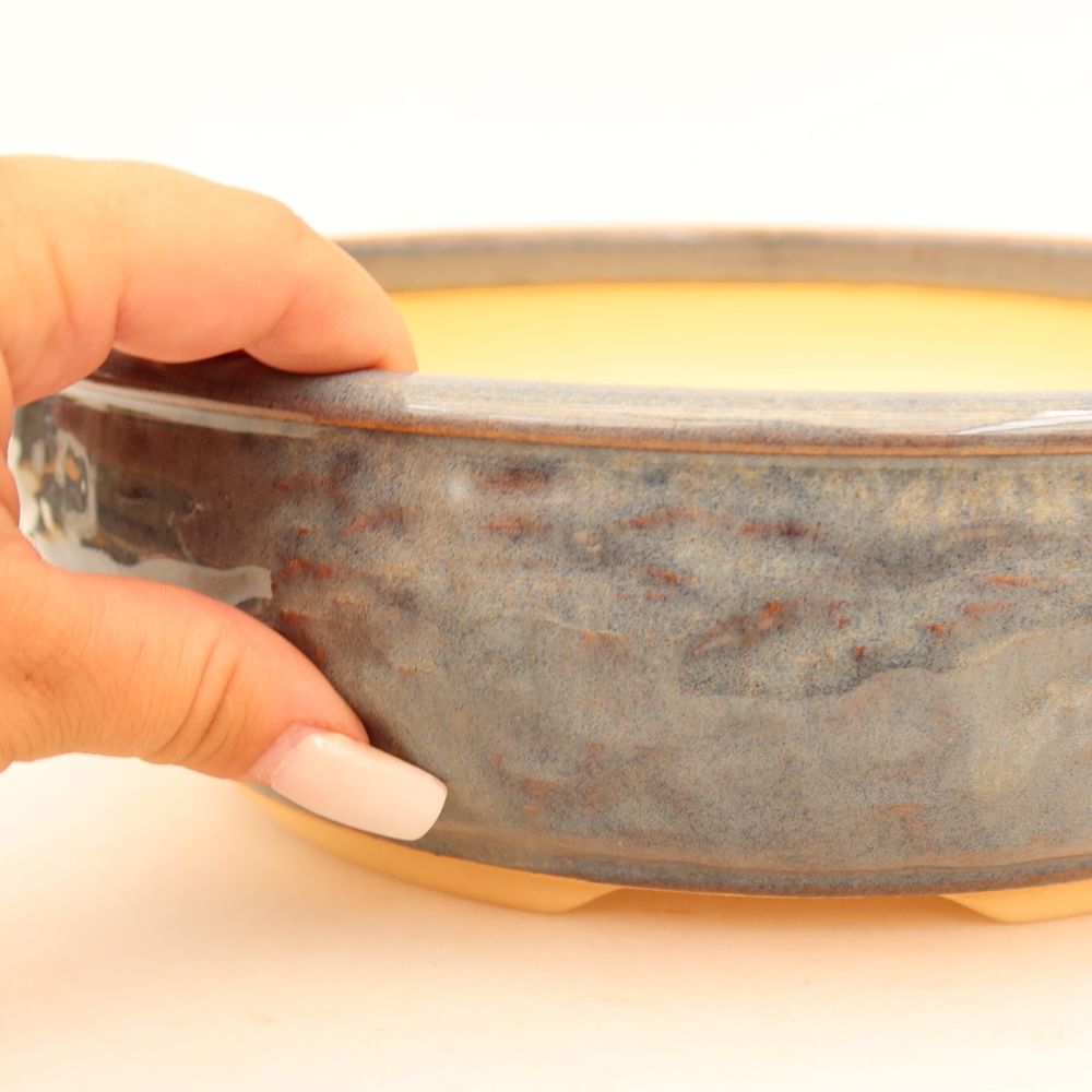 Keramische bonsaipot 26,5 x 26,5 x 7,5 cm, kleur grijs