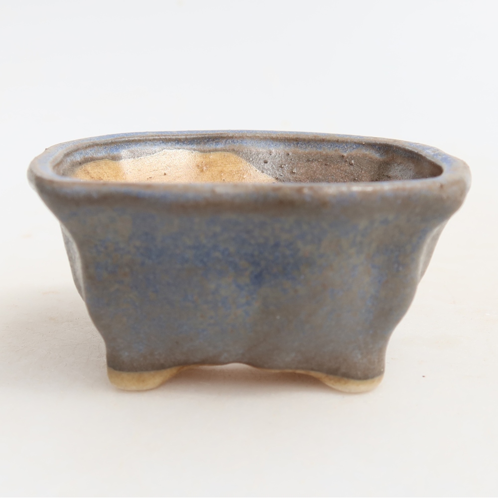 Bonsaischaal van keramiek 7 x 7 x 3,5 cm, kleur blauw