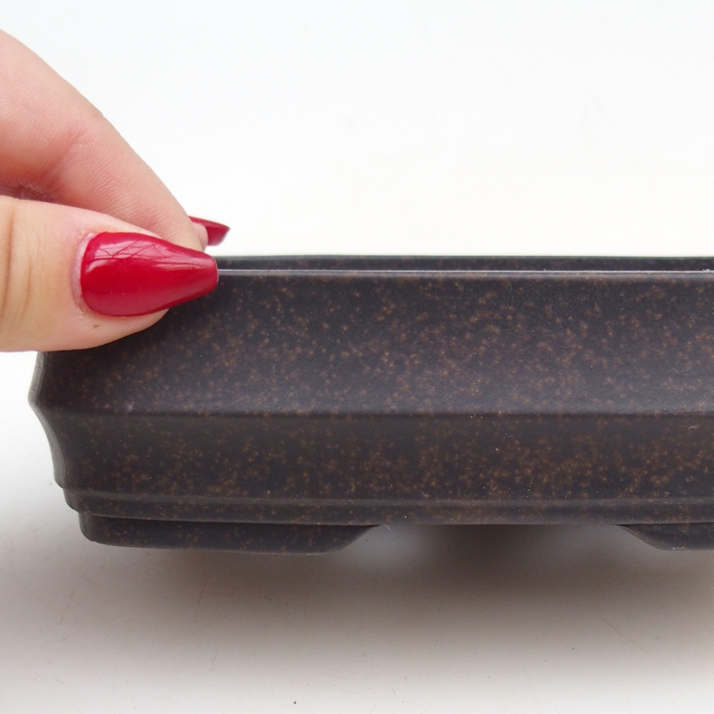 Bonsaischaaltje van keramiek 14,5 x 10,5 x 4 cm, okerbruin