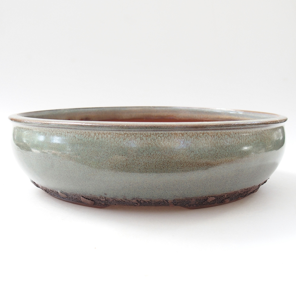 Bonsaischaal van keramiek 24,5 x 24,5 x 6,5 cm, groen