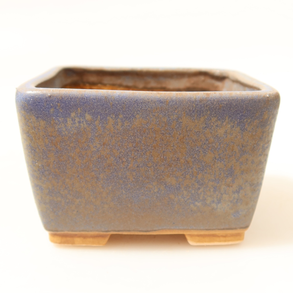 Bonsaischaal van keramiek 8,5 x 8,5 x 5,5 cm, kleur blauw