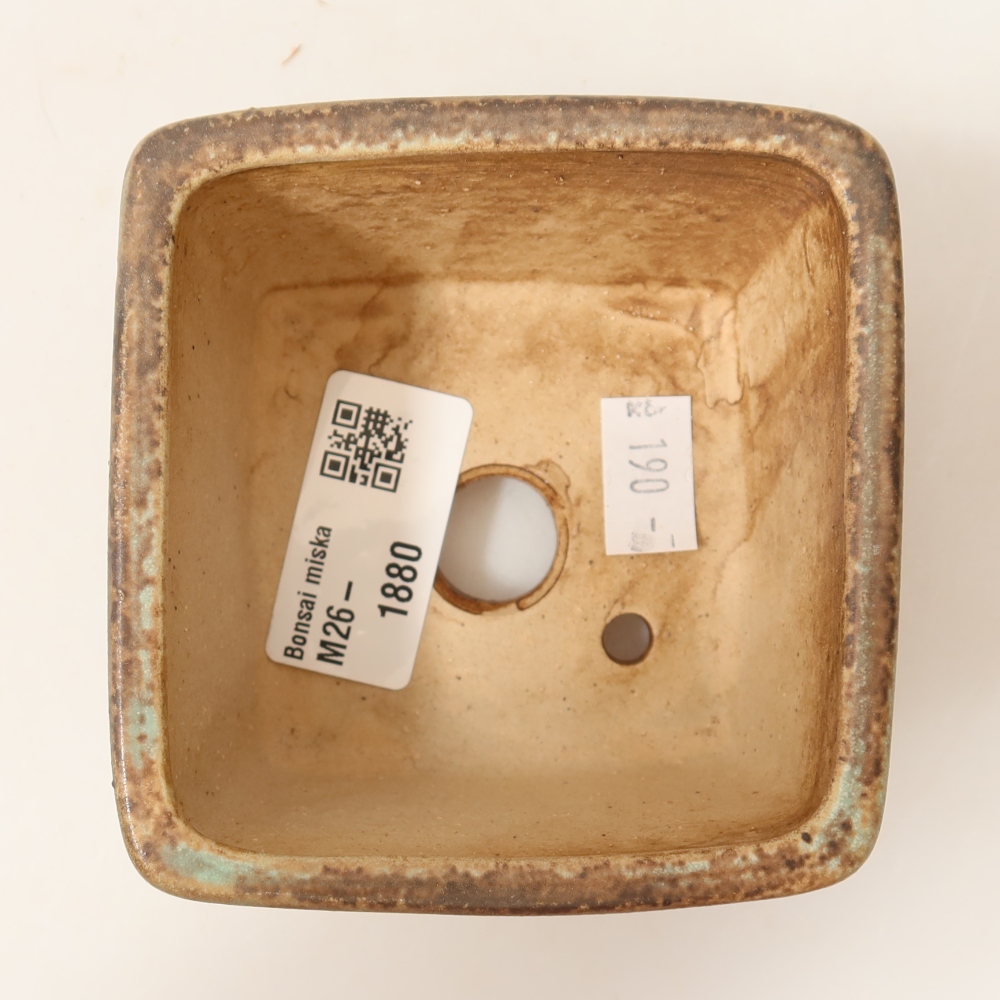 Bonsaischaal van keramiek 8,5 x 8,5 x 5,5 cm, groen