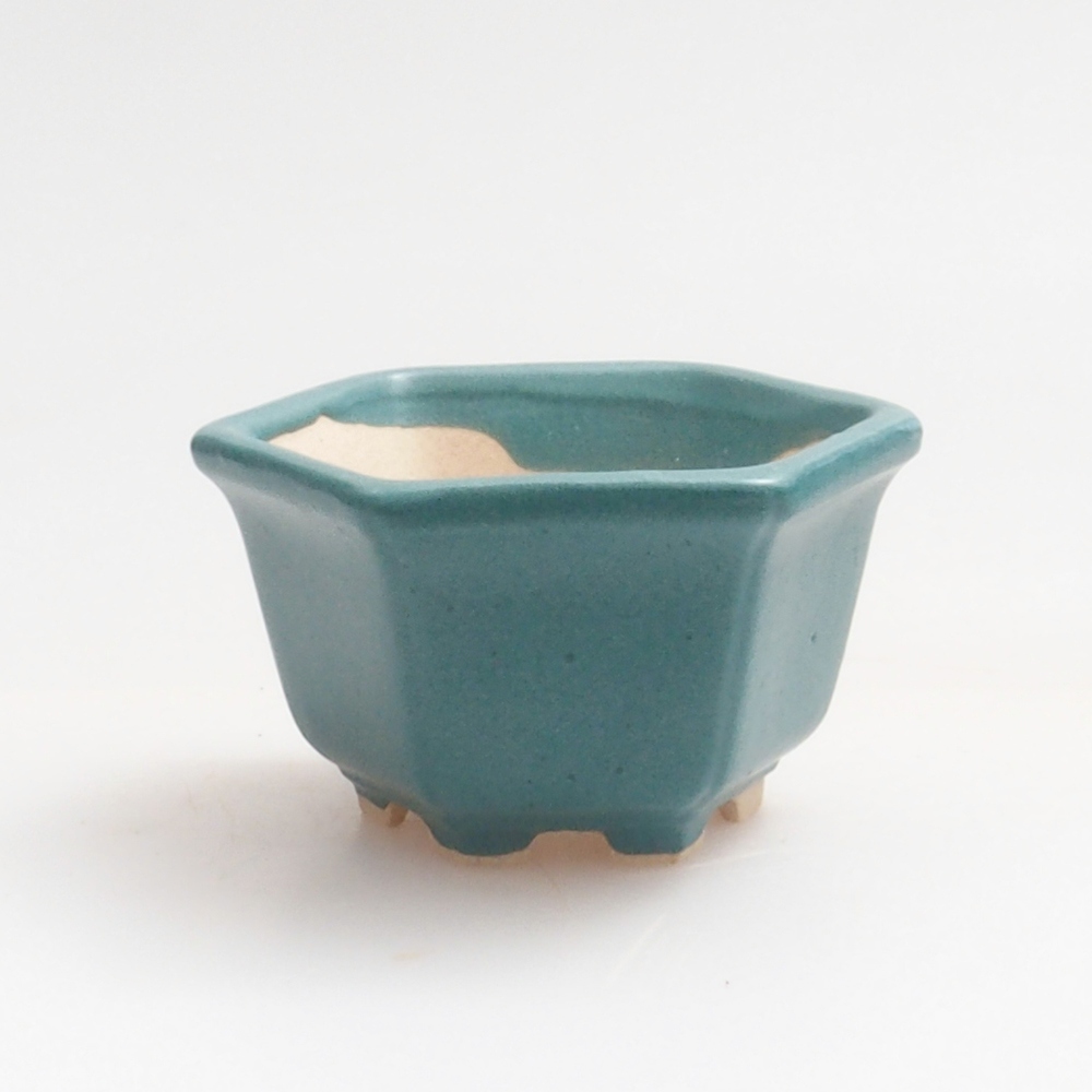 Bonsaischaal van keramiek 6,5 x 5,5 x 4 cm, kleur blauw