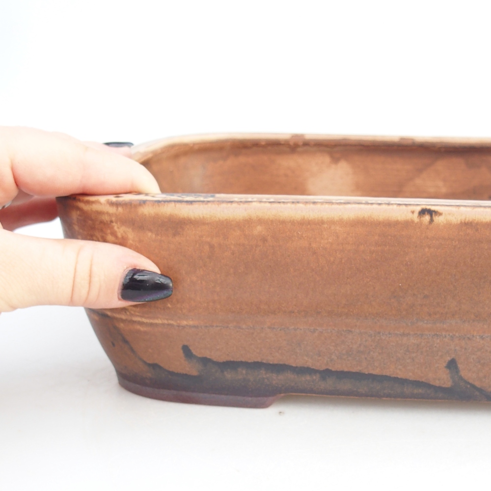 Bonsaischaal van keramiek 28,5 x 21 x 7,5 cm, roze