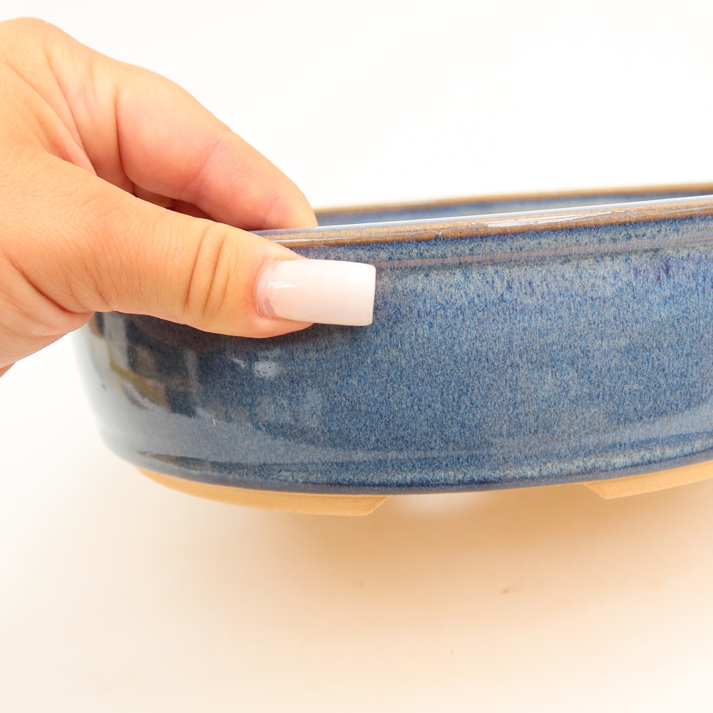 Keramische bonsaipot 22,5 x 22,5 x 6,5 cm, kleur: blauw