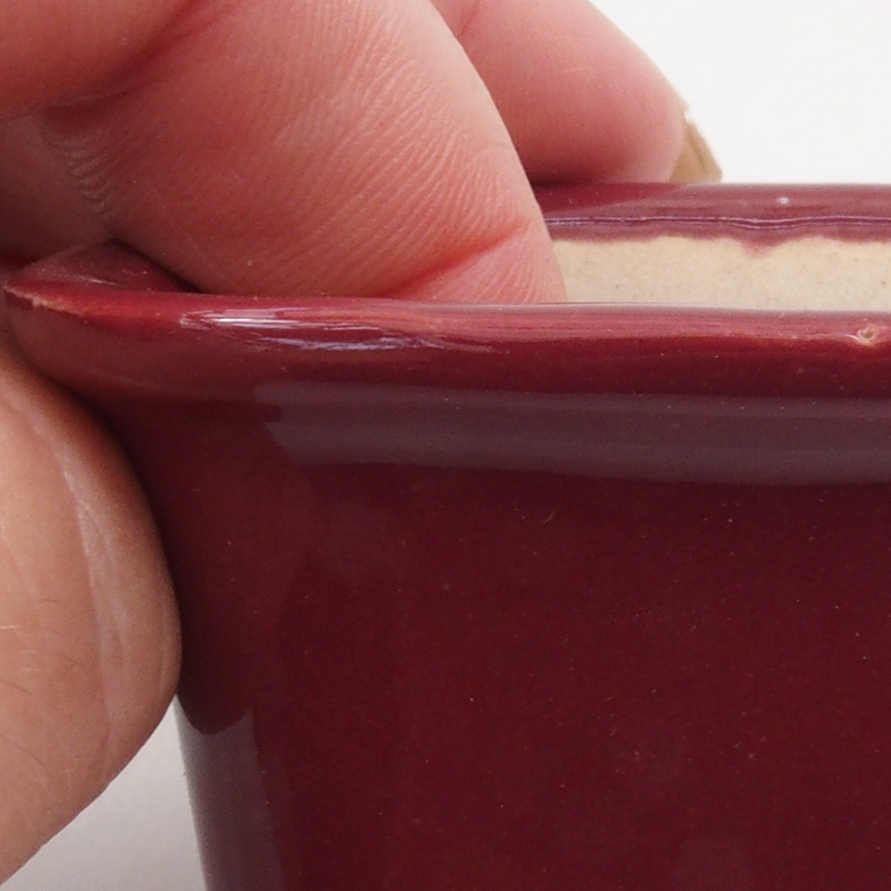 Mini bonsaischaal 6 x 6 x 4,5 cm, bordeauxrood