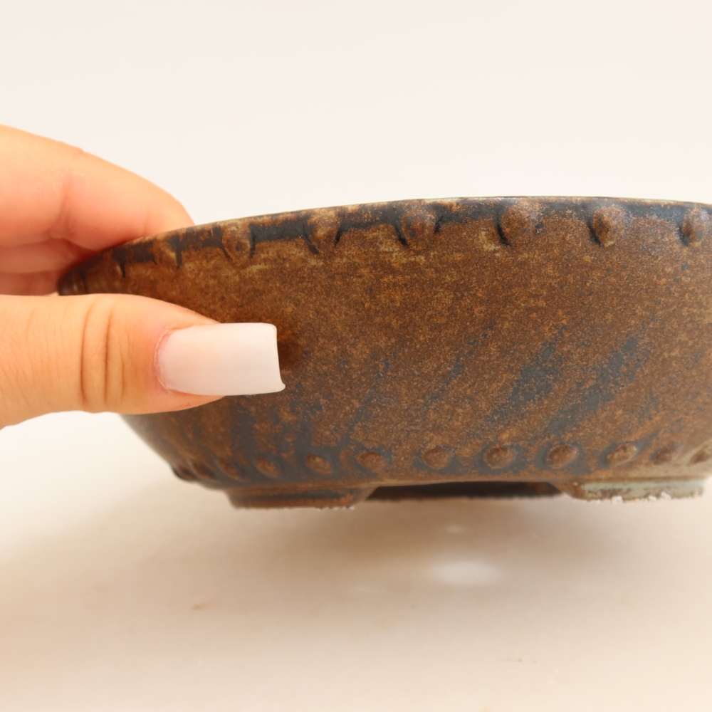 Bonsaischaal van keramiek 17,5 x 17,5 x 4,5 cm, bruin