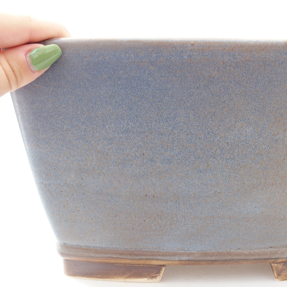 Bonsaischaal van keramiek 26,5 x 26,5 x 16 cm, kleur blauw
