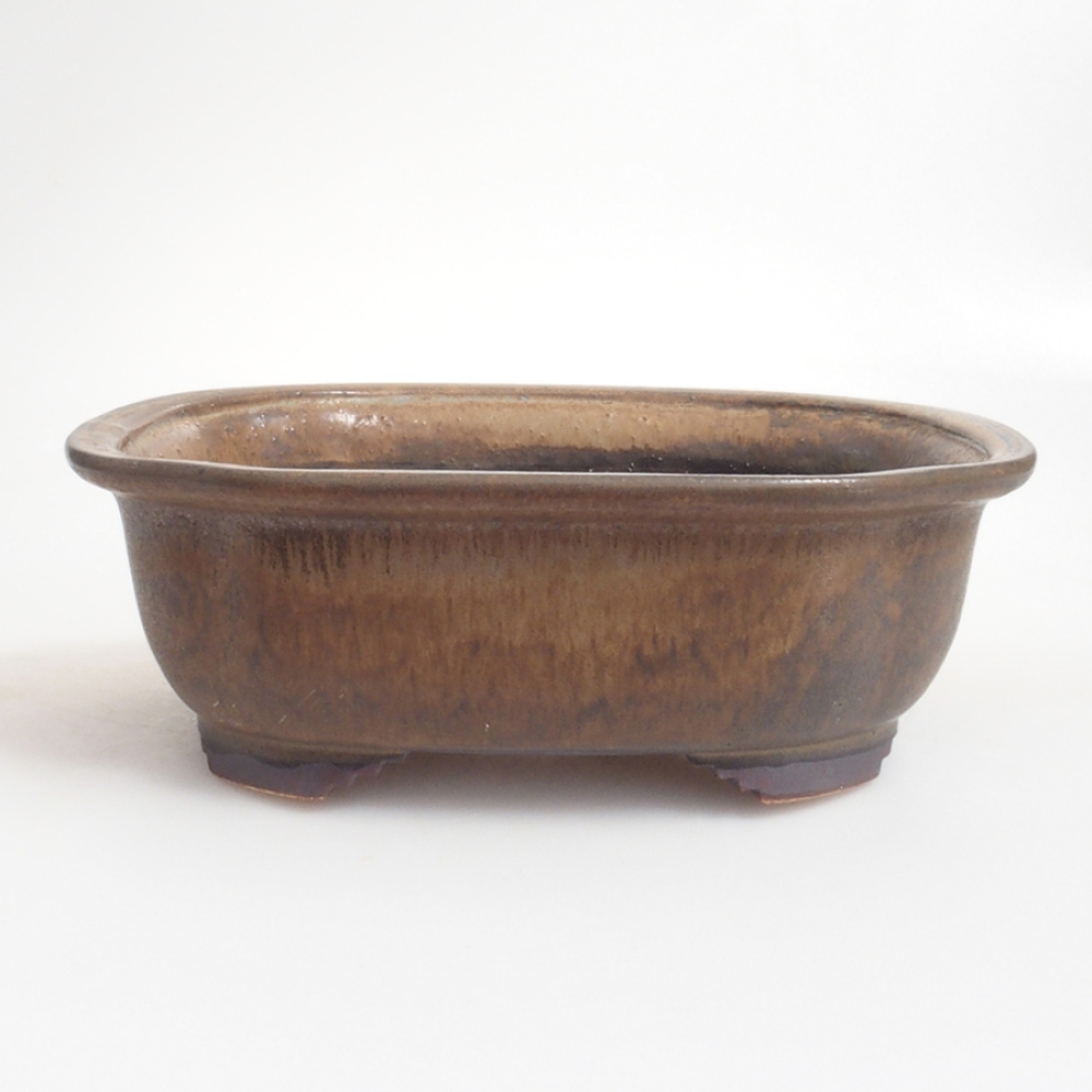 Bonsaischaal van keramiek 10 x 8,5 x 4 cm, bruin