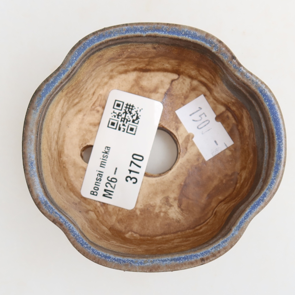 Keramische bonsaischaal 8 x 7,5 x 3,5 cm, kleur: blauw
