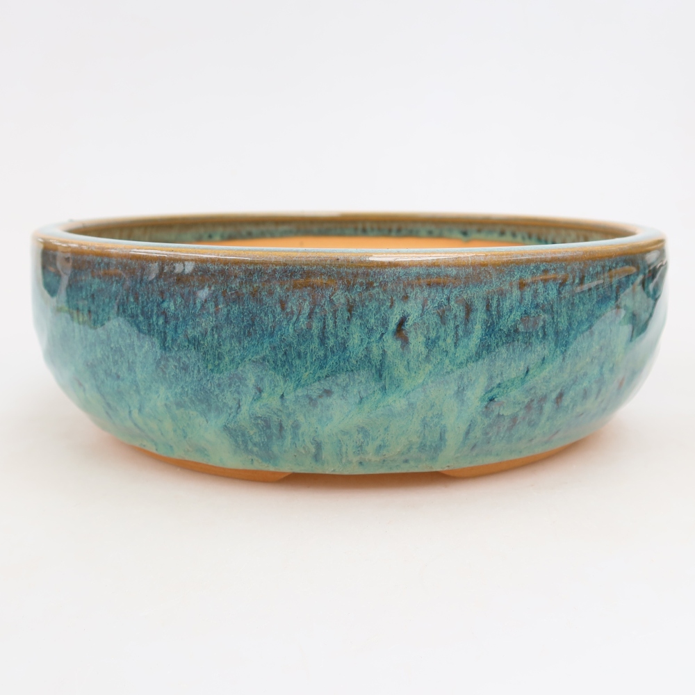 Keramische bonsaipot 22,5 x 22,5 x 7 cm, kleur: blauw