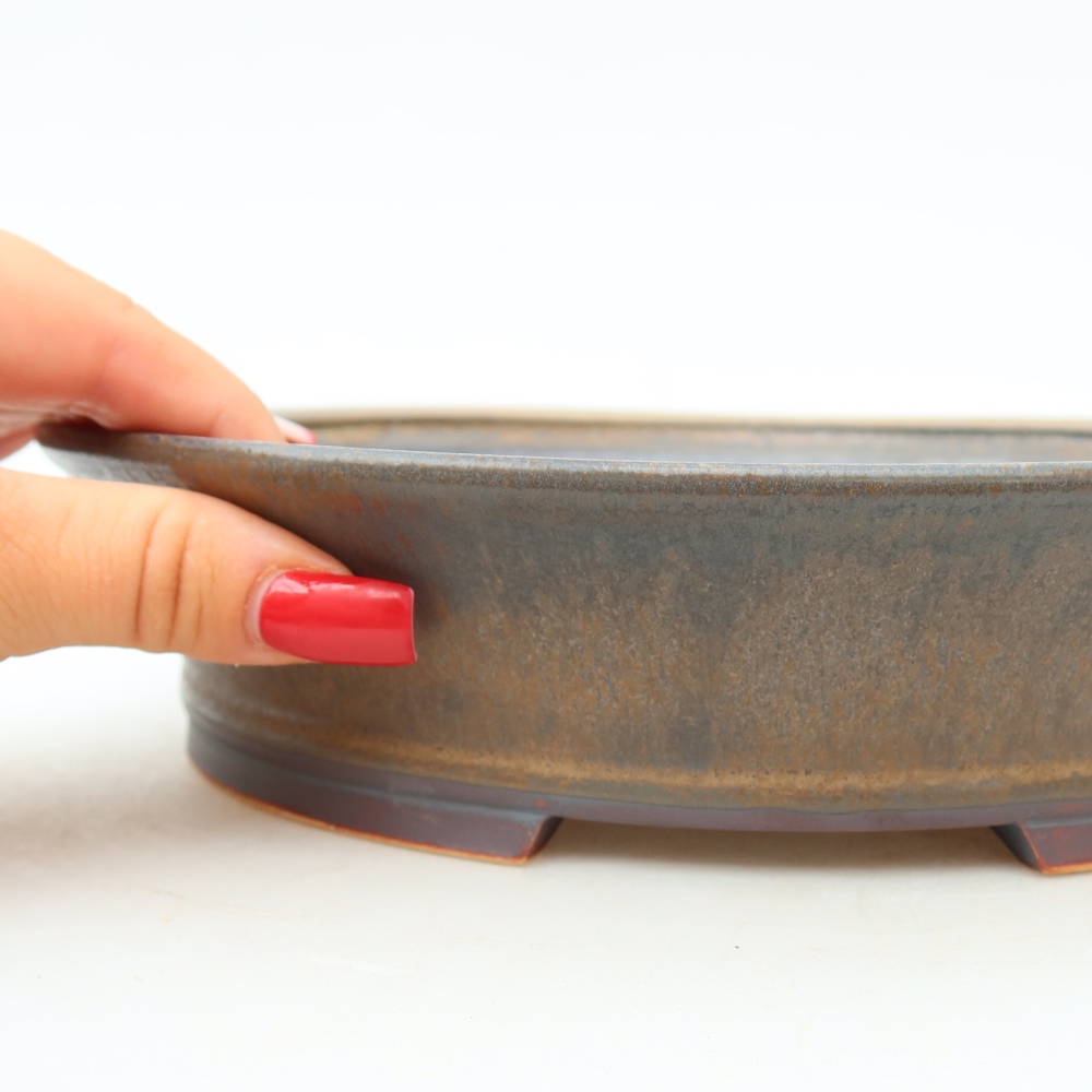 Keramische bonsaischaal 24 x 21,5 x 5,5 cm, kleur bruin