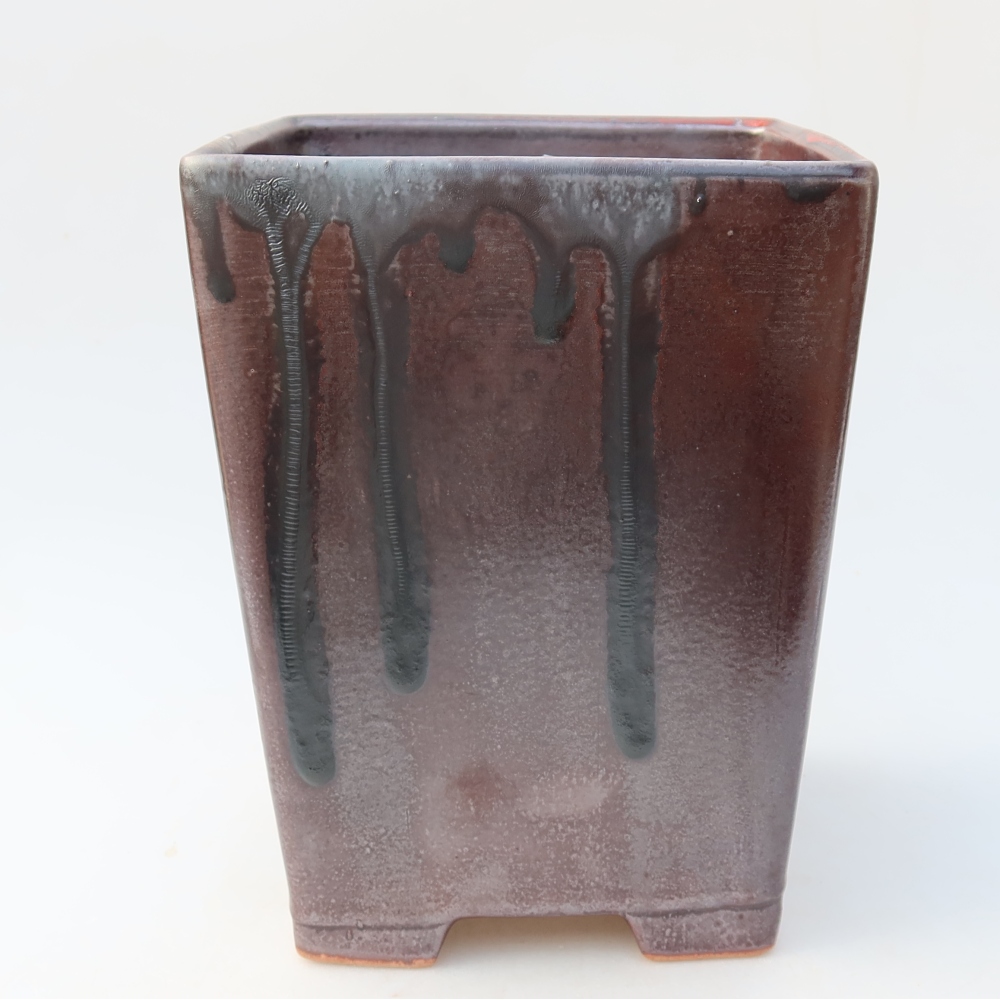 Bonsaischaal van keramiek 15 x 15 x 19,5 cm, metaalkleur