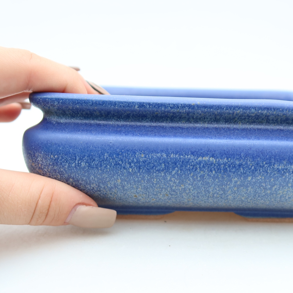 Keramische bonsaischaal 15,5 x 15,5 x 6 cm, kleur blauw