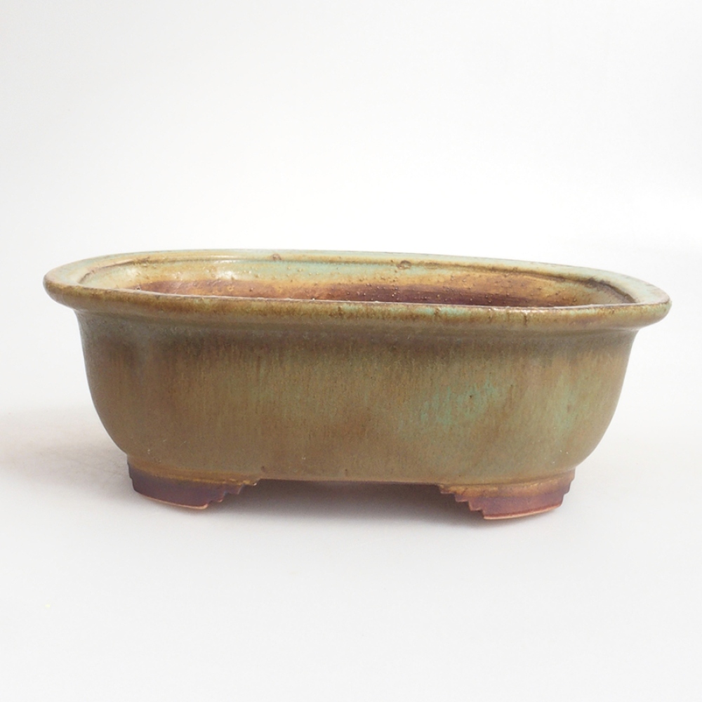 Bonsaischaal van keramiek 10 x 8,5 x 4 cm, bruin