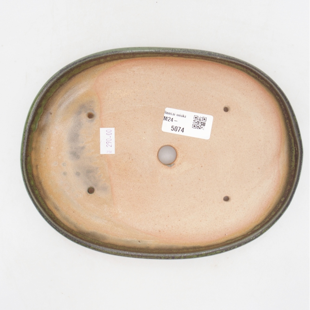 Bonsaischaal van keramiek 22 x 16,5 x 3 cm, groen