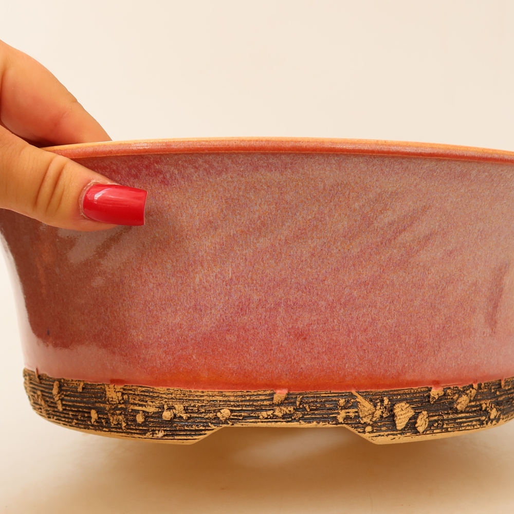 Keramische bonsaipot 27 x 27 x 9 cm, kleur roze