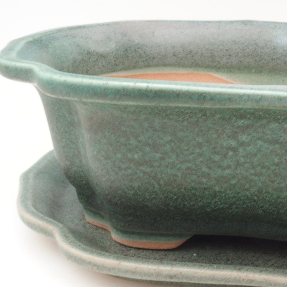 Bonsai kom + schotel H51 - 18x14x5 cm - groen