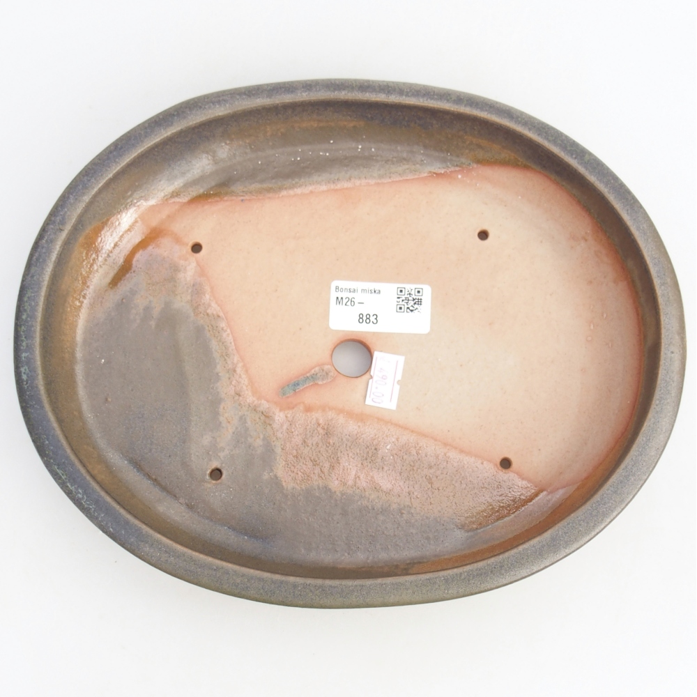 Bonsaischaal van keramiek 24,5 x 20 x 4 cm, groen-grijs