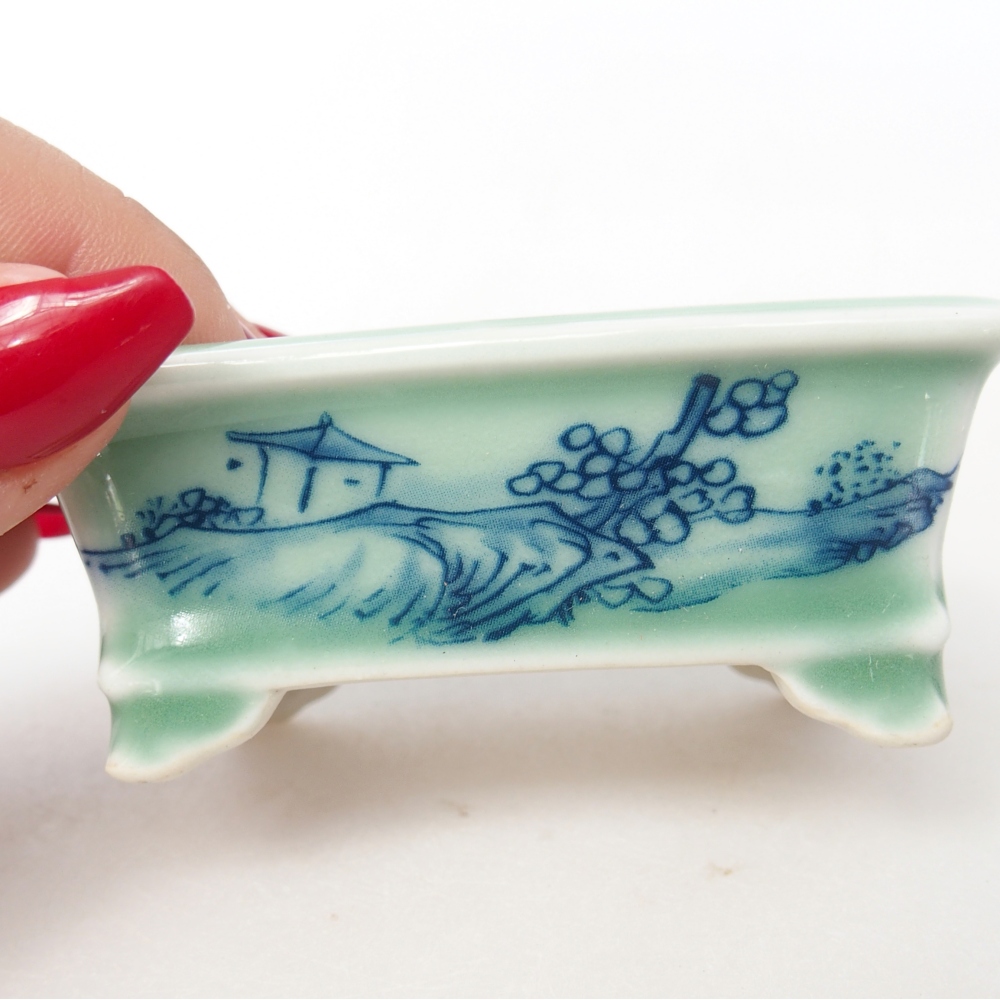 Mini bonsaischaal 8 x 6 x 3 cm, groen