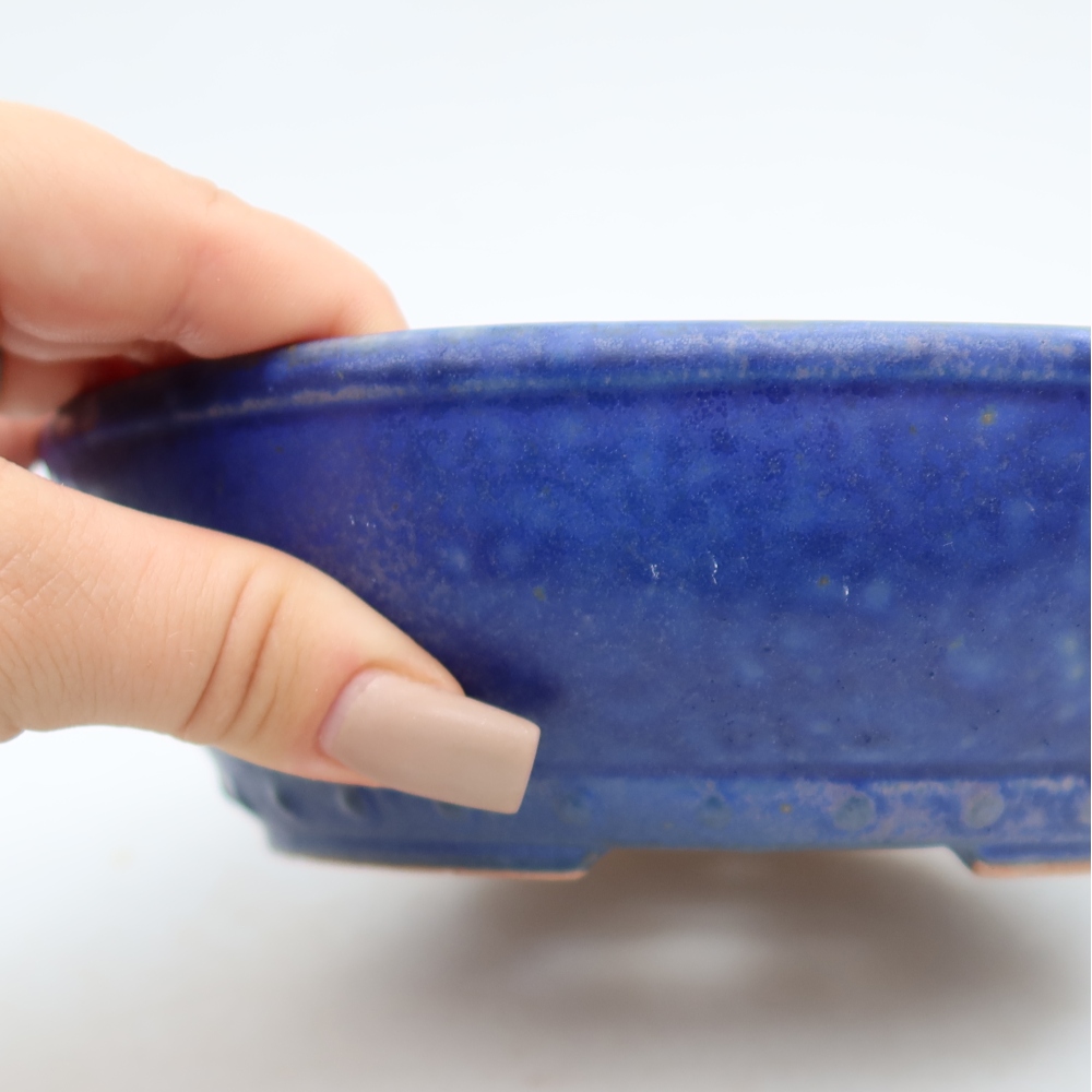 Bonsaischaal van keramiek 18 x 18 x 5,5 cm, kleur blauw