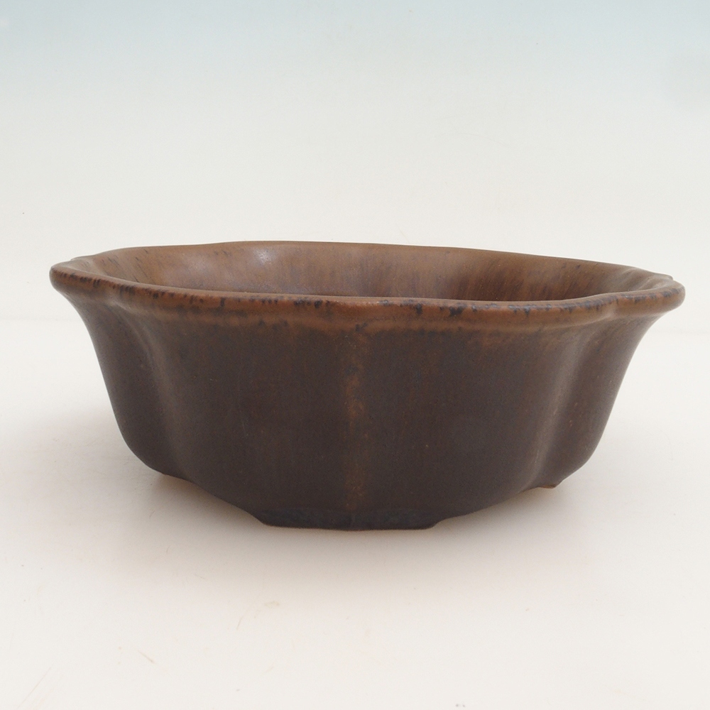 Bonsai kom + schotel H06 - 14,5 x 14,5 x 5 cm - bruin