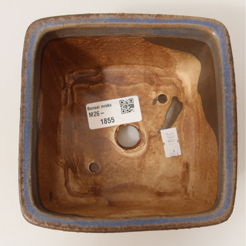 Keramische bonsaipot 13 x 13 x 8 cm, kleur: blauw