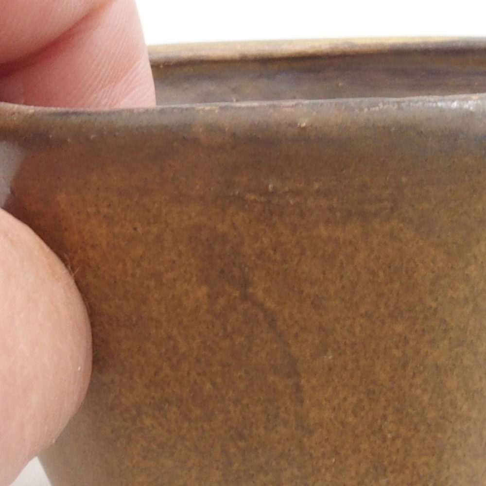 Bonsaischaal van keramiek 10 x 8,5 x 4 cm, bruin