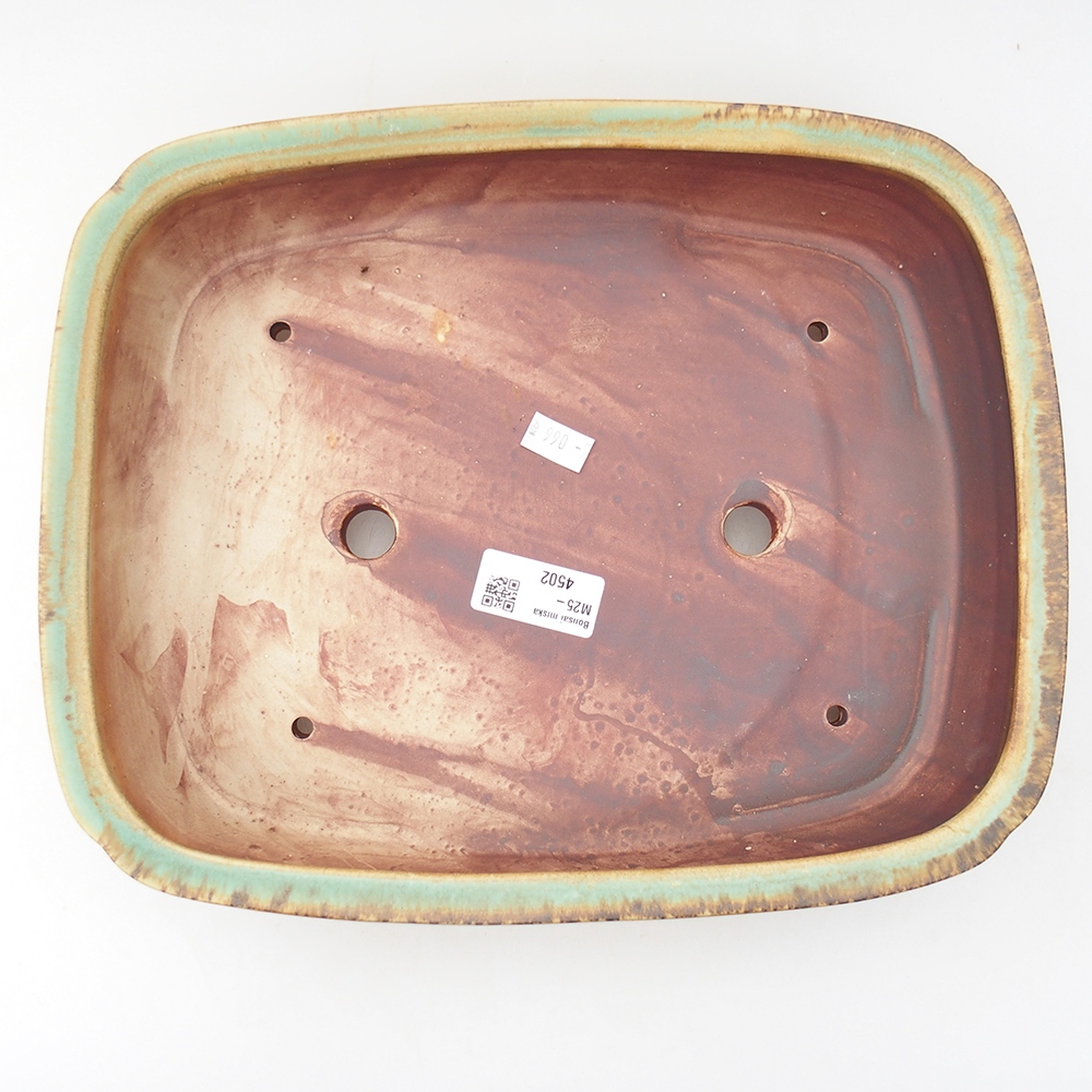 Bonsaischaal van keramiek 29 x 23,5 x 7 cm, groen