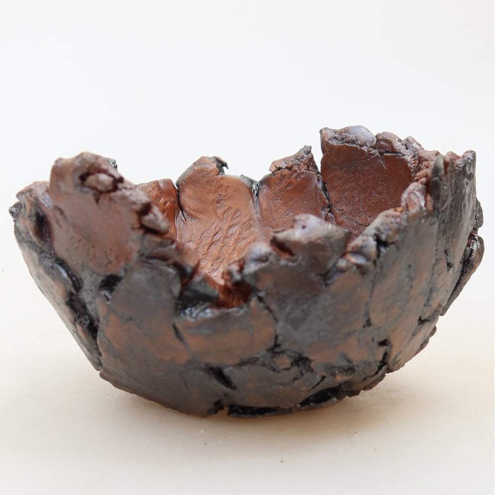 Keramische schaal 11 x 11 x 7 cm, kleur bruin
