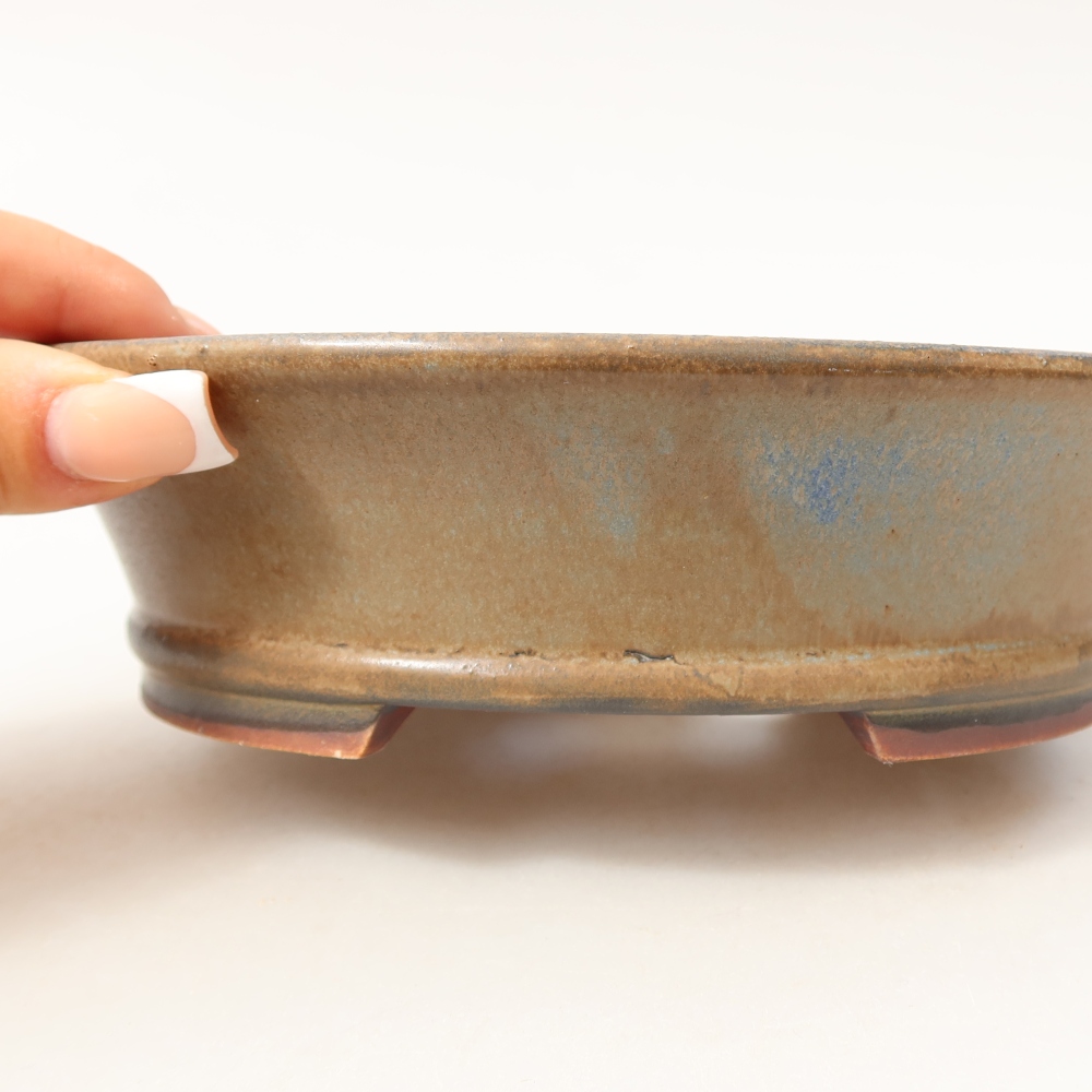Keramische bonsaipot 17,5 x 16,5 x 5 cm, kleur: blauw