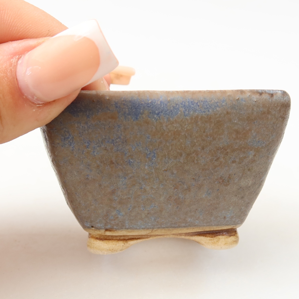 Keramische bonsaischaal 6 x 6 x 4 cm, kleur: blauw