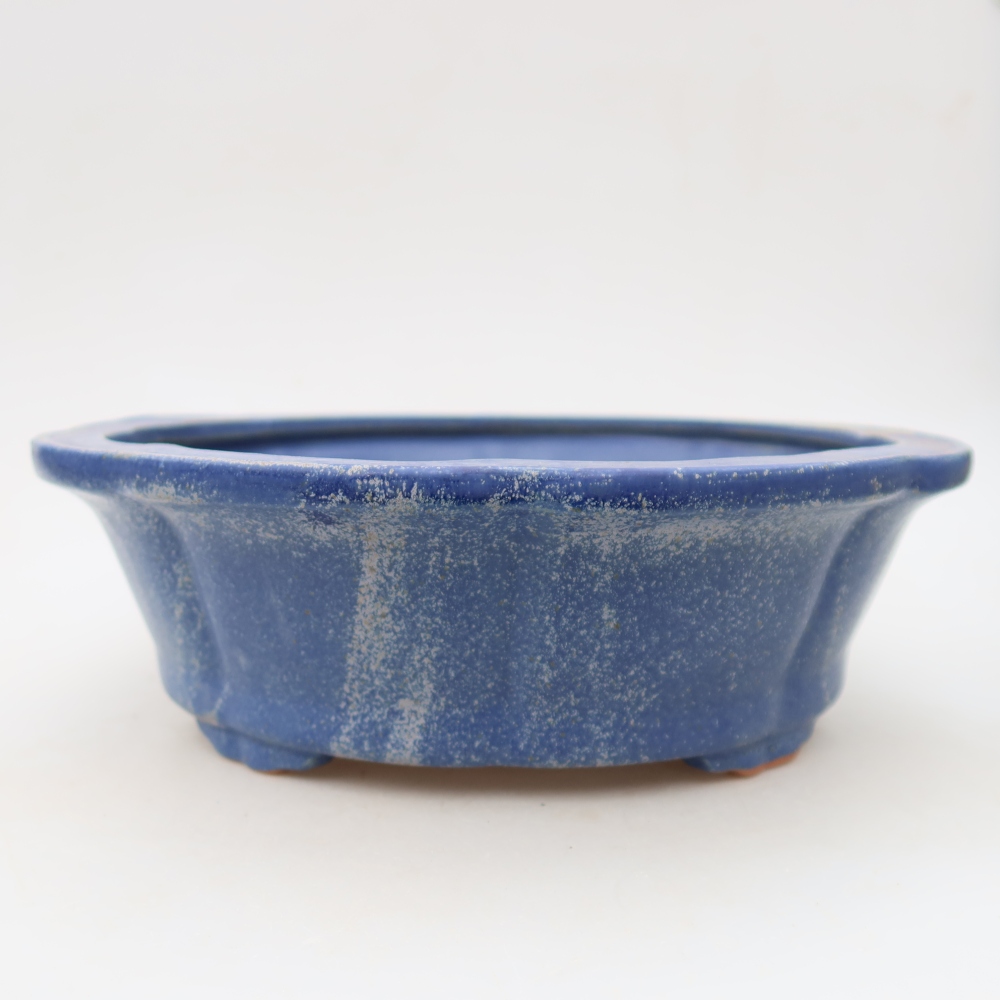 Bonsaischaal van keramiek 26,5 x 26,5 x 8,5 cm, kleur blauw
