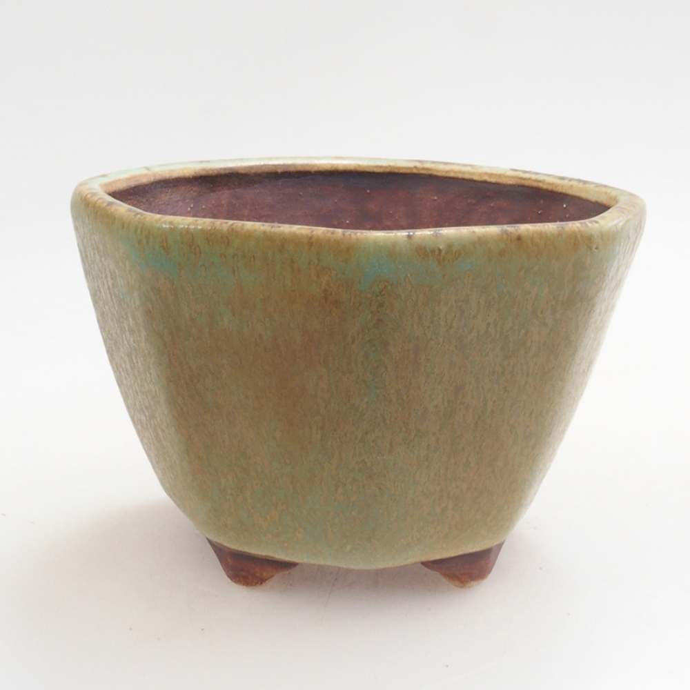 Bonsaischaal van keramiek 10 x 8,5 x 4 cm, bruin