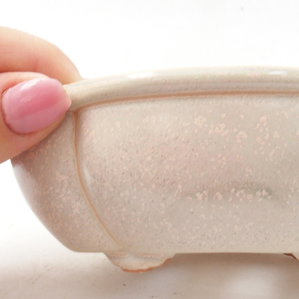 Bonsaischaal van keramiek 12,5 x 10 x 4,5 cm, kleur beige