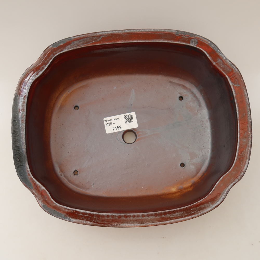 Keramische bonsaipot 24,5 x 21 x 7,5 cm, kleur: rood