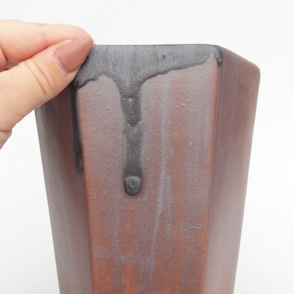 Bonsaischaal van keramiek 12,5 x 11,5 x 16,5 cm, metaalkleur