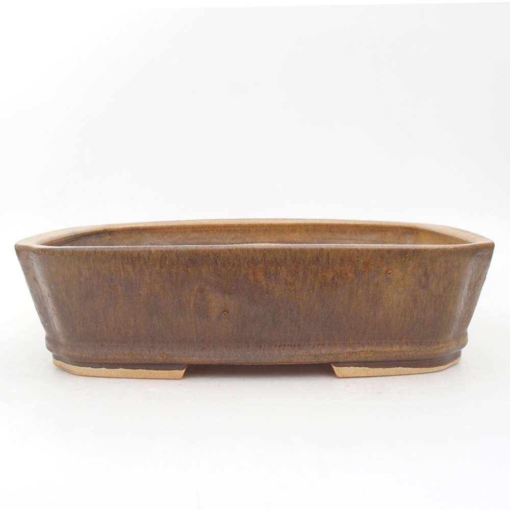 Bonsaischaal van keramiek 24,5 x 21 x 6 cm, bruin