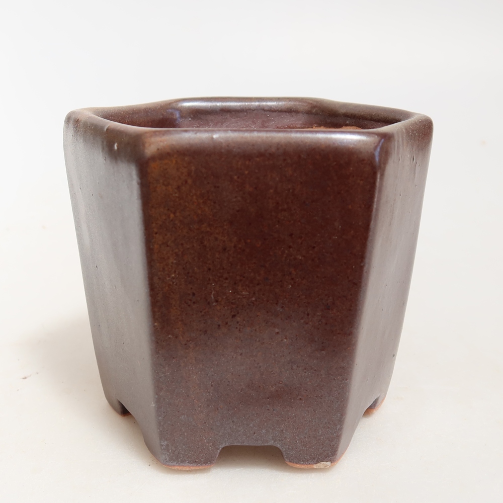Keramische bonsaipot 9 x 8,5 x 8 cm, kleur bruin