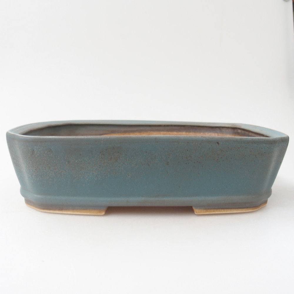 Bonsaischaal van keramiek 24,5 x 21,5 x 6,5 cm, kleur blauw
