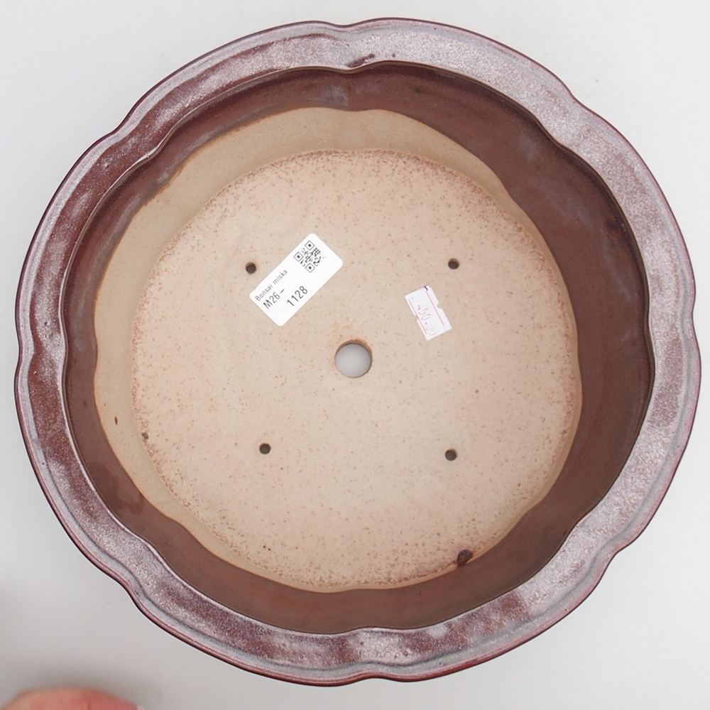 Bonsaischaal van keramiek 26 x 26 x 8 cm, bordeauxrood