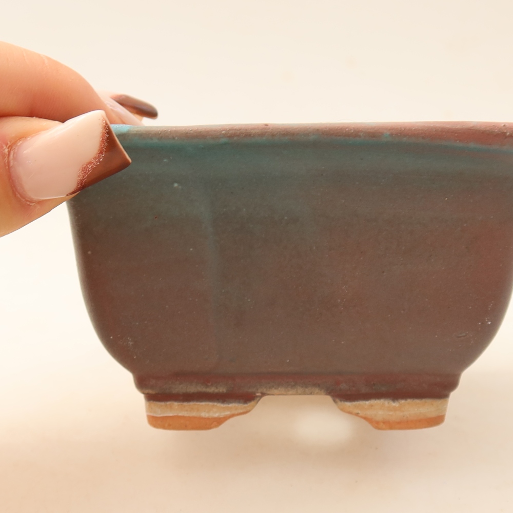 Keramische bonsaipot 9,5 x 9,5 x 5,5 cm, metaalachtige kleur