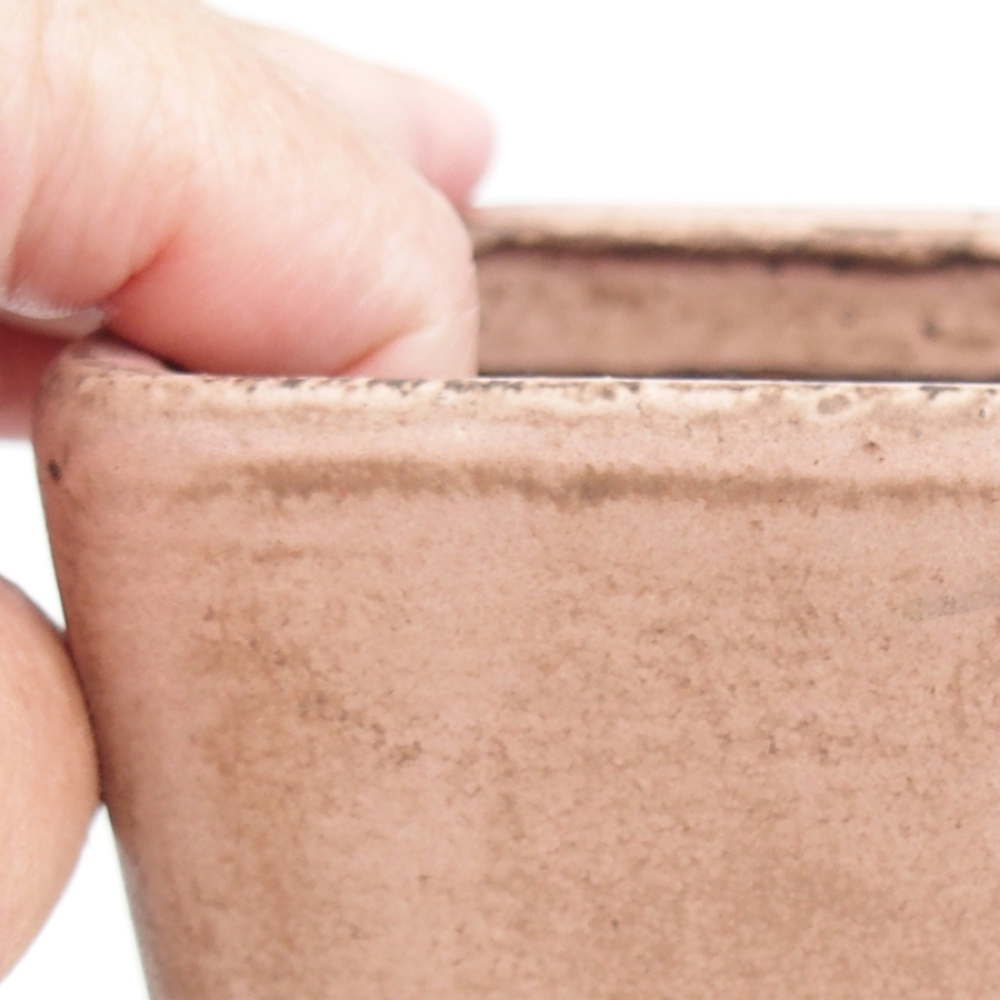 Bonsaischaal van keramiek 10 x 10 x 12 cm, roze